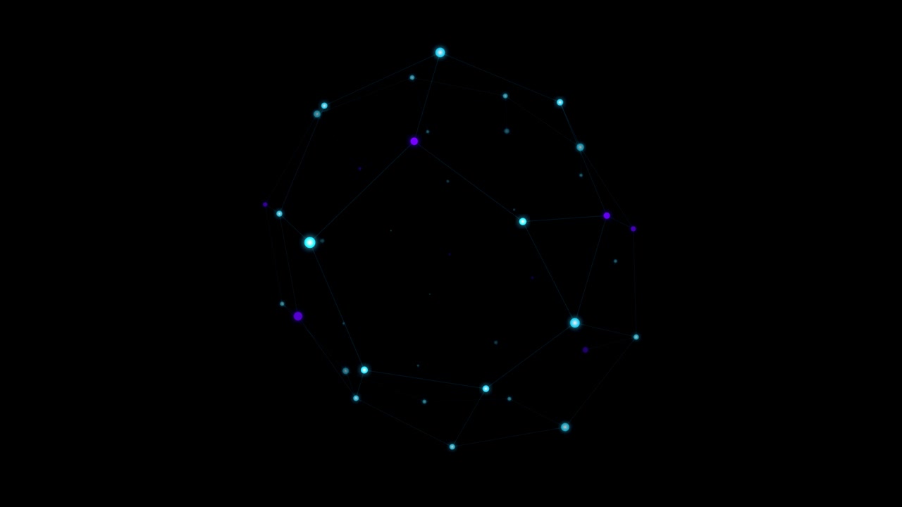 Rotating Geometric Sphere Made of Glowing Connected Nodes
