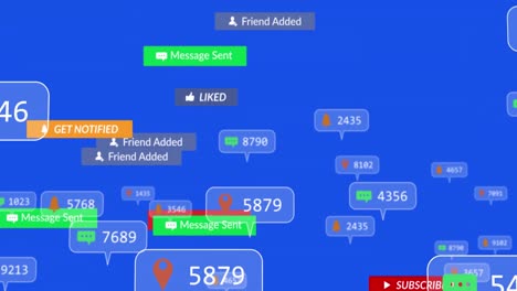 Animation-Von-Social-Media-Texten-Auf-Bannern-Mit-Zahlen-Auf-Blauem-Hintergrund