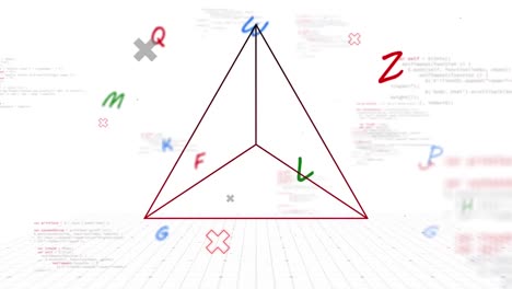 Animation-of-data-processing,-letters-and-geometric-figure