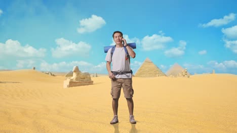 tourist in the egyptian desert