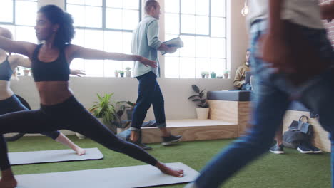 yoga, meditation and teamwork in a creative