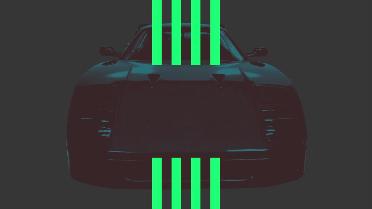 빈티지 자동차와 녹색 줄무늬