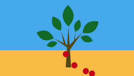 four seasons cycle pictured on a tree. time passing theme in flat design. loopable animation