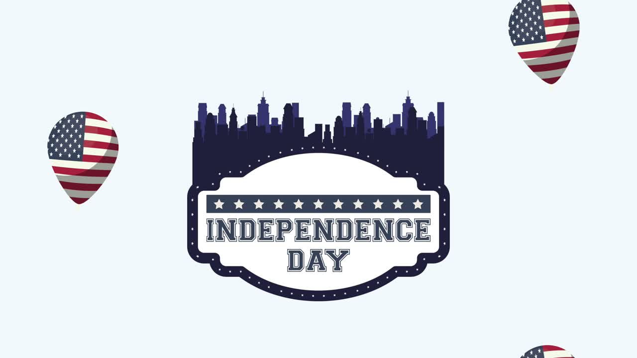 미국 독립기념일 행사는 도시 풍경과 헬 풍선으로 진행됩니다.