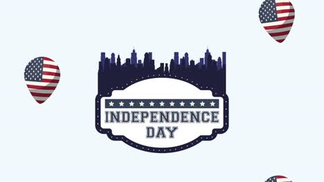 usa independence day celebration with cityscape and balloons helium