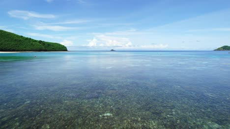 물 위에서 야사와 피지 (yasawa fiji) 의 활기찬 르키즈색 산호초의 근접 사진