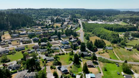 aerial of homes with water views in freeland, washington