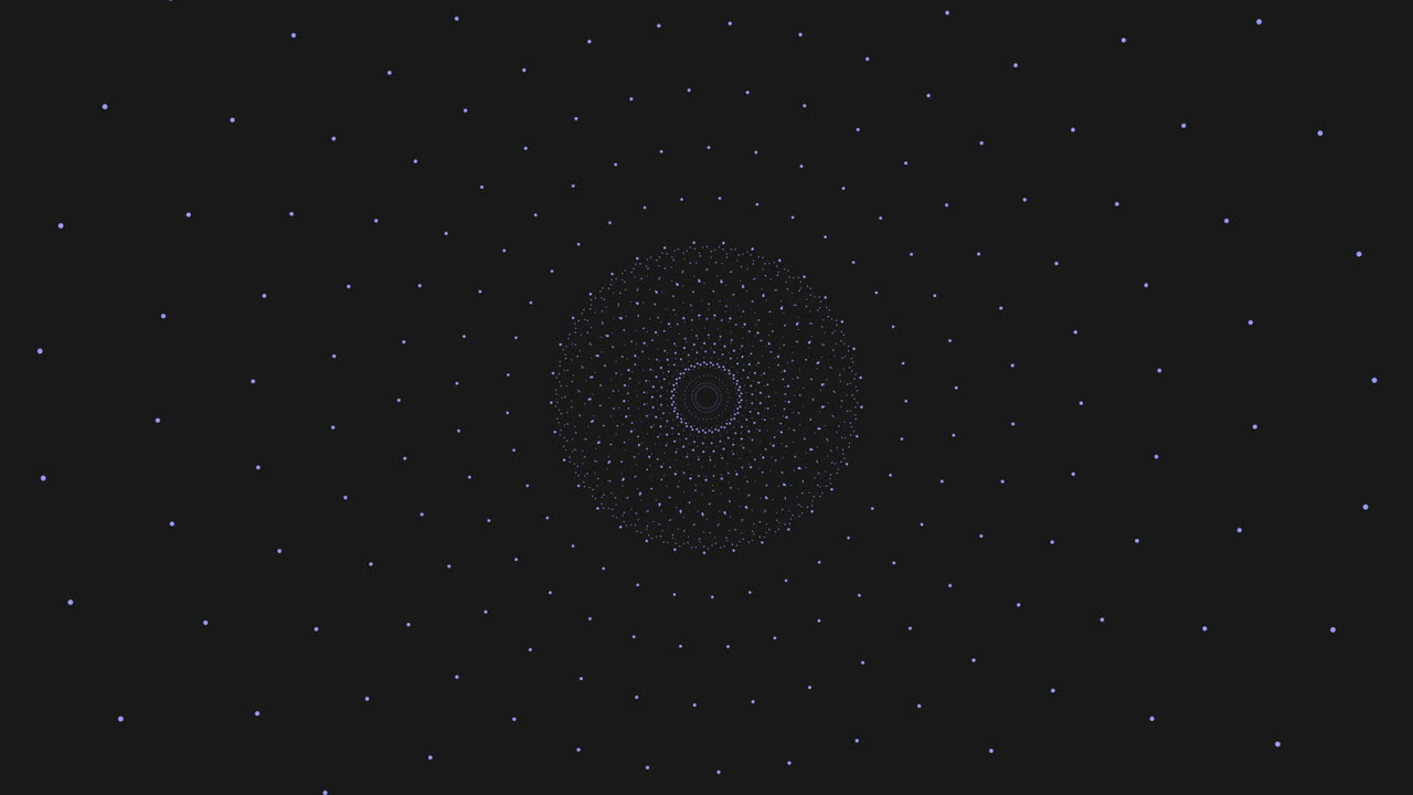 puntos azules en espiral patrón circular simétrico sobre fondo negro