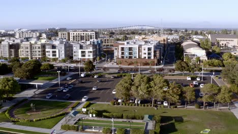 aerial: drone, foster city lagoon, flying forward view