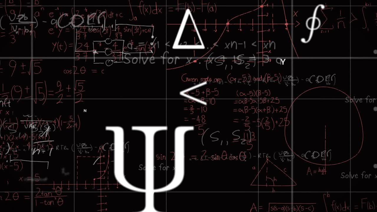 Animazione di equazioni matematiche su sfondo nero