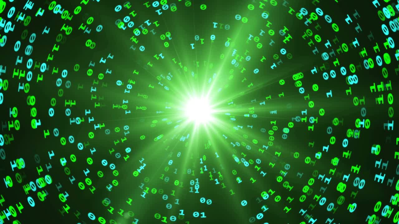 código binario digital big data o base de datos en zoom concepto de deformación del tiempo bucle animación de movimiento