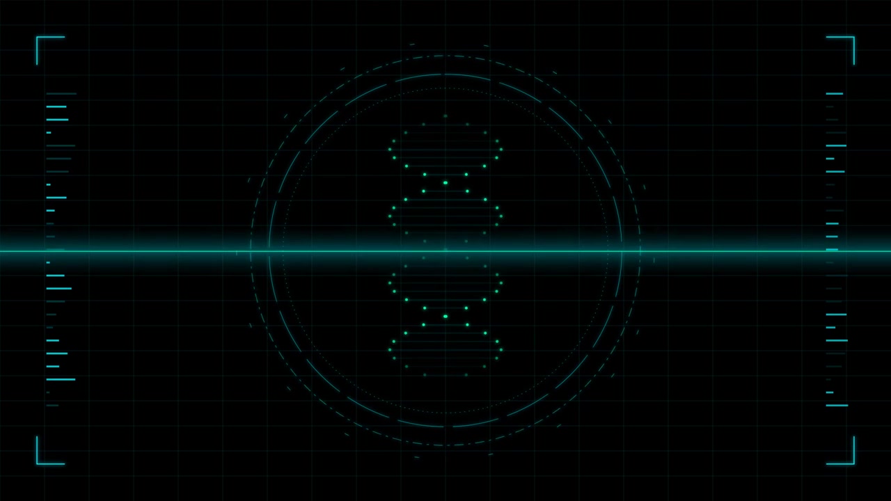 Digital DNA Strand Scanning in Futuristic HUD Interface