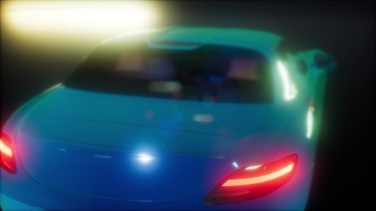 coche deportivo de lujo en un estudio oscuro con luces brillantes