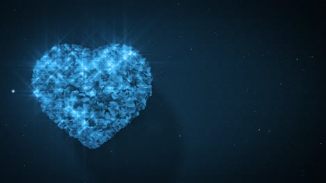 glowing blue heart on dark background