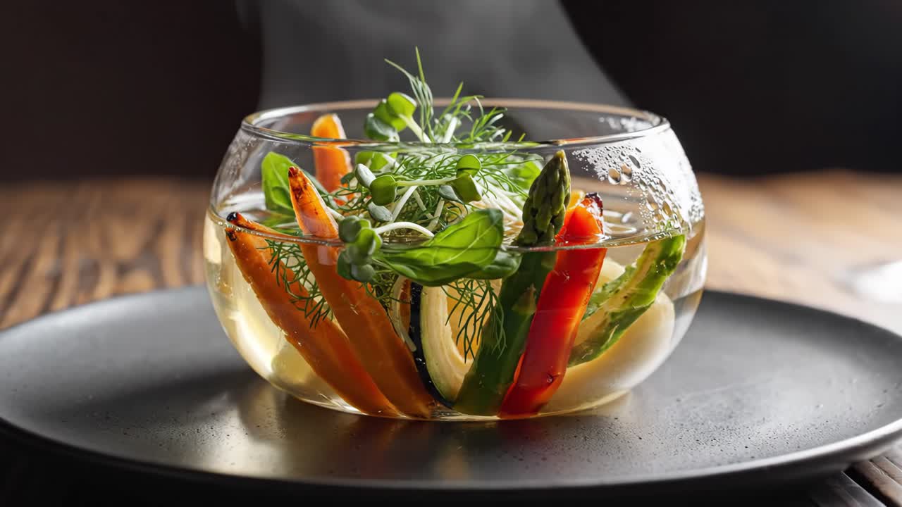 Vegetable Broth in Glass Bowl