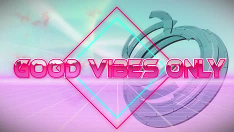 animation of good vibes only in digital colorful abstract space