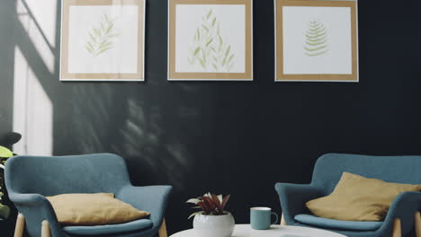 armchairs and coffee table in trendy designed room