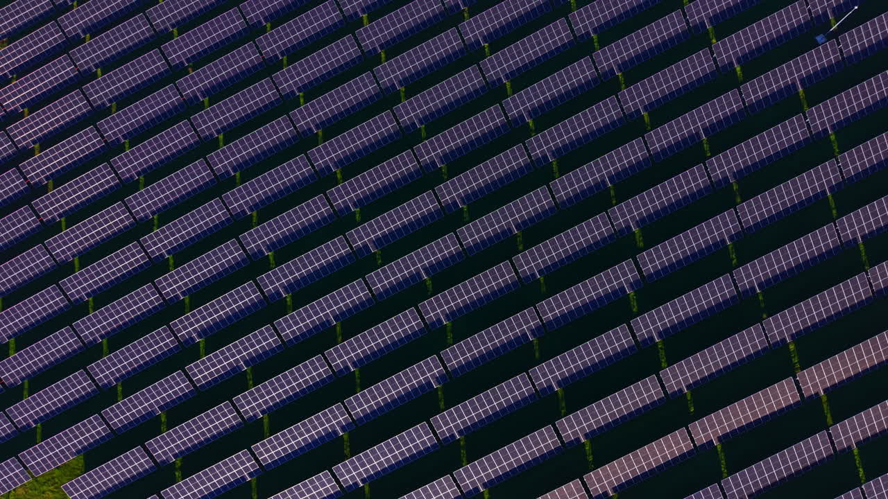 Una vasta distesa di pannelli solari, che cattura la luce solare, in un impianto di energia rinnovabile durante un pomeriggio luminoso.