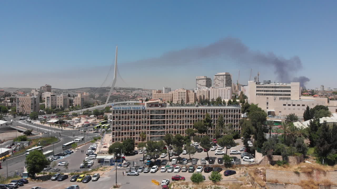 Jerusalem main entrance with Chords Bridge Aerial view