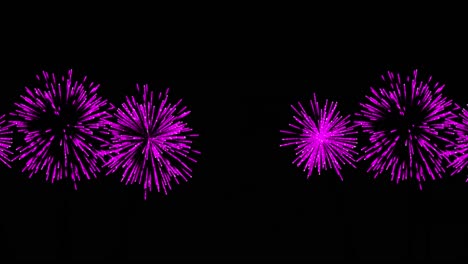 Animation-of-colourful-christmas-and-new-year-fireworks-exploding-on-black-background