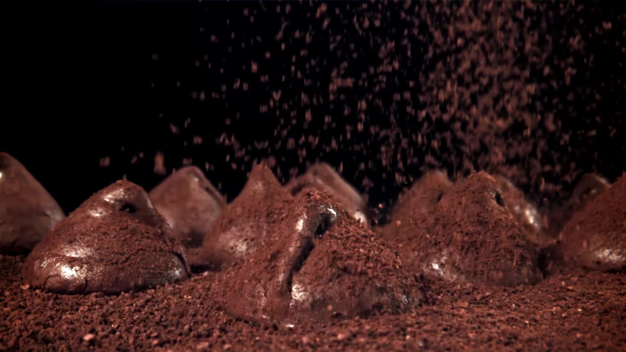 Close-up of Gourmet Chocolate Truffles Dusted with Cocoa Powder
