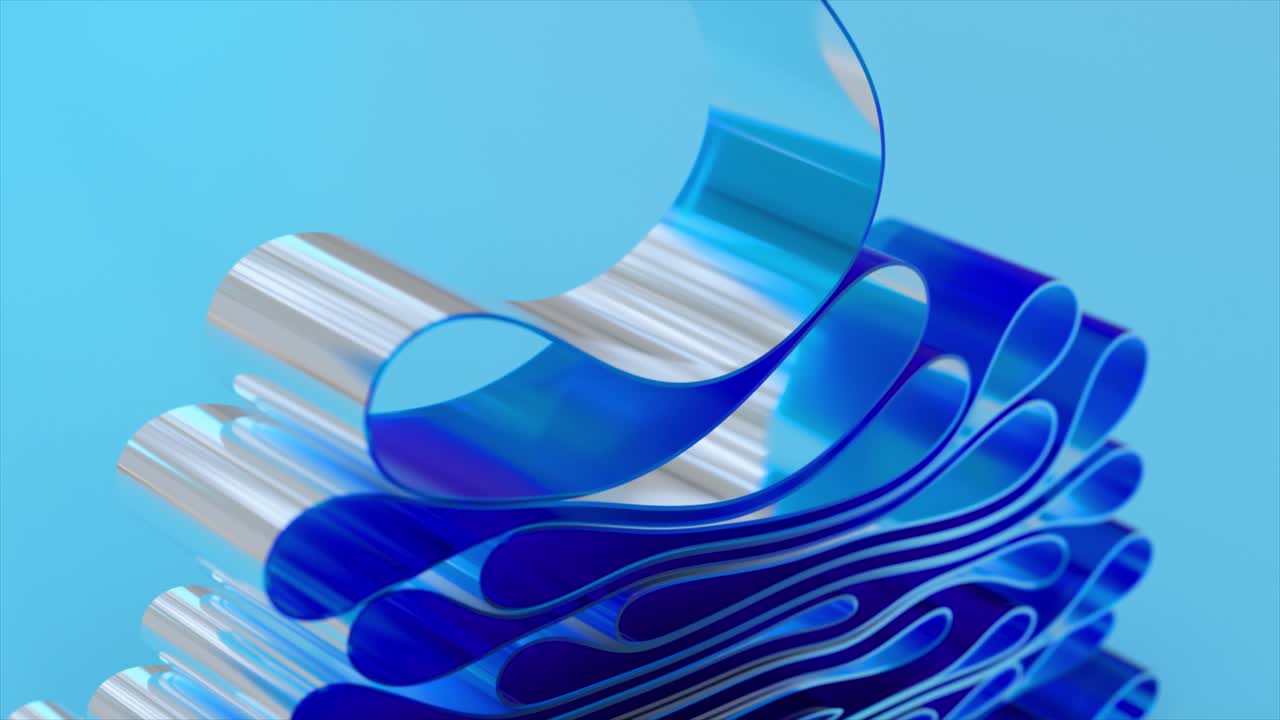 파란색과 투명한 모양을 가진 추상적인 기하학적 디자인