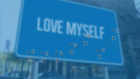 데이터 프로세싱의 애니메이션을 통해 자신을 사랑하는 텍스트