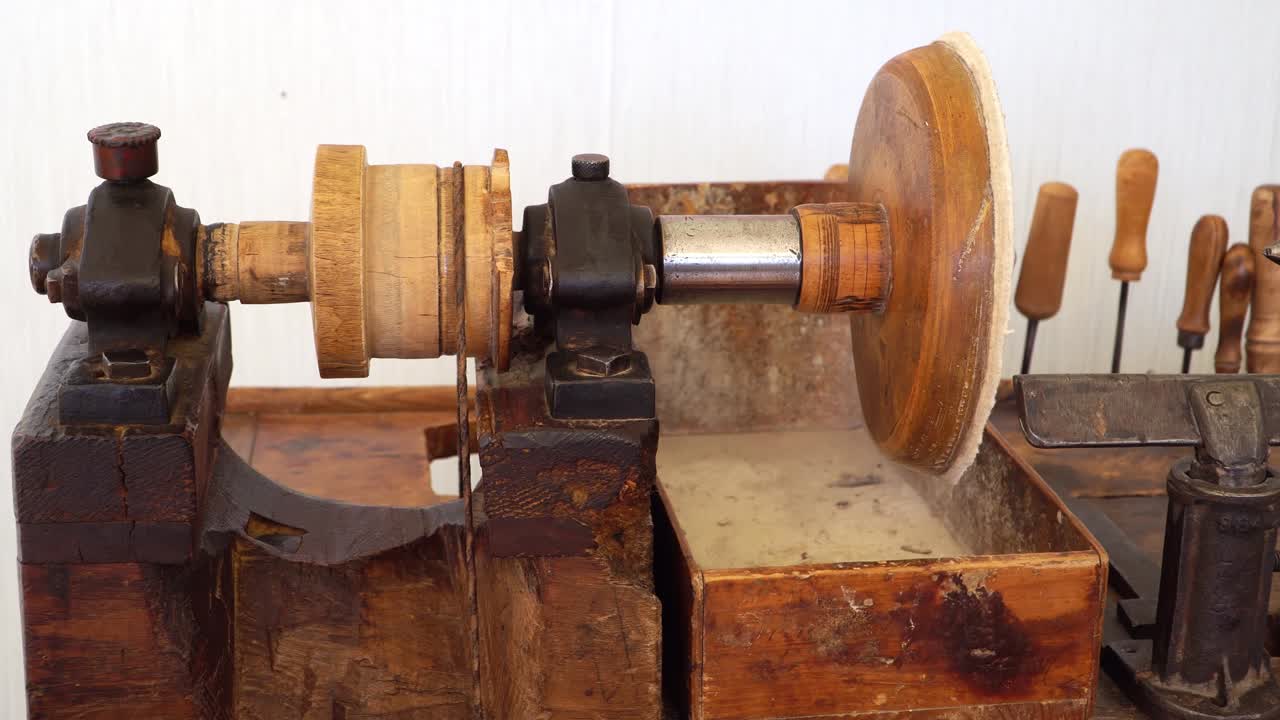 Old machine for amber processing.