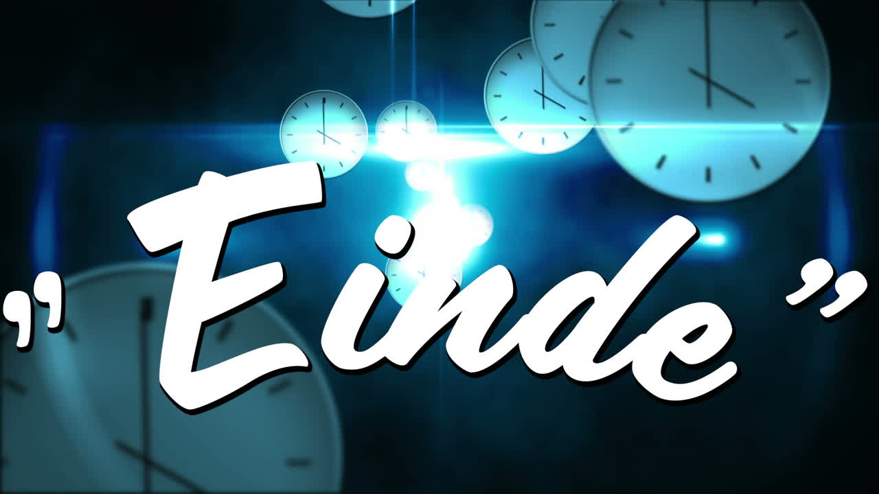 animación del texto final en varios relojes moviéndose rápido