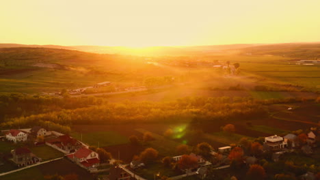 dramatic view of sun setting below horizon during golden hour in republic of moldova