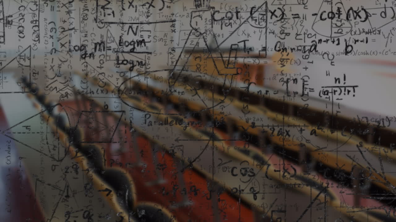 강의실에서 수학적 공식의 애니메이션