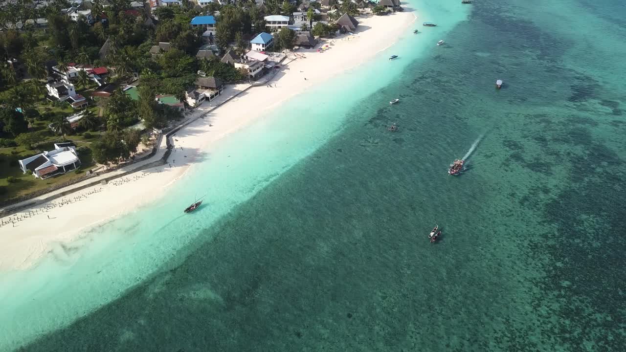 Aerial View of Tropical Beach and Ocean in Zanzibar