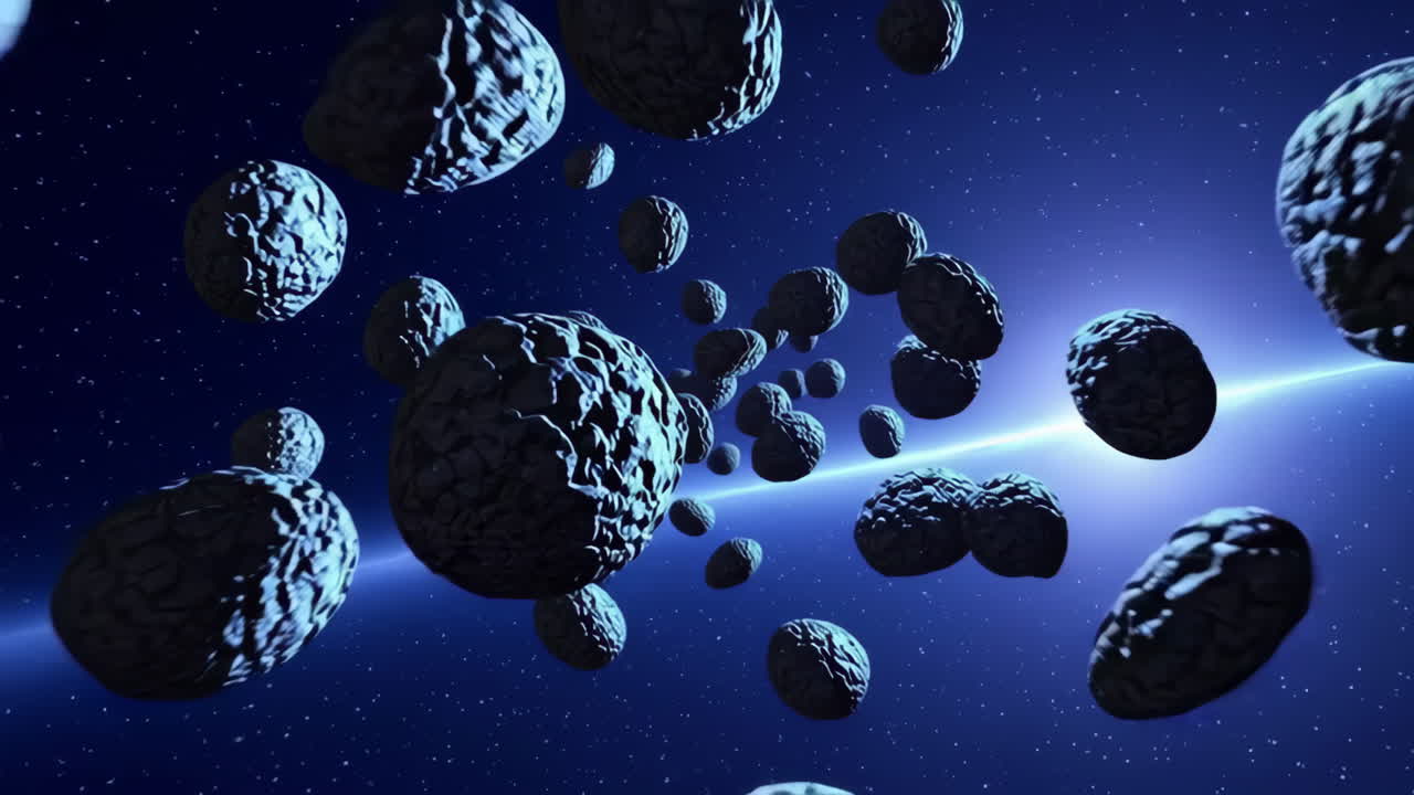 campo de asteroides en el espacio