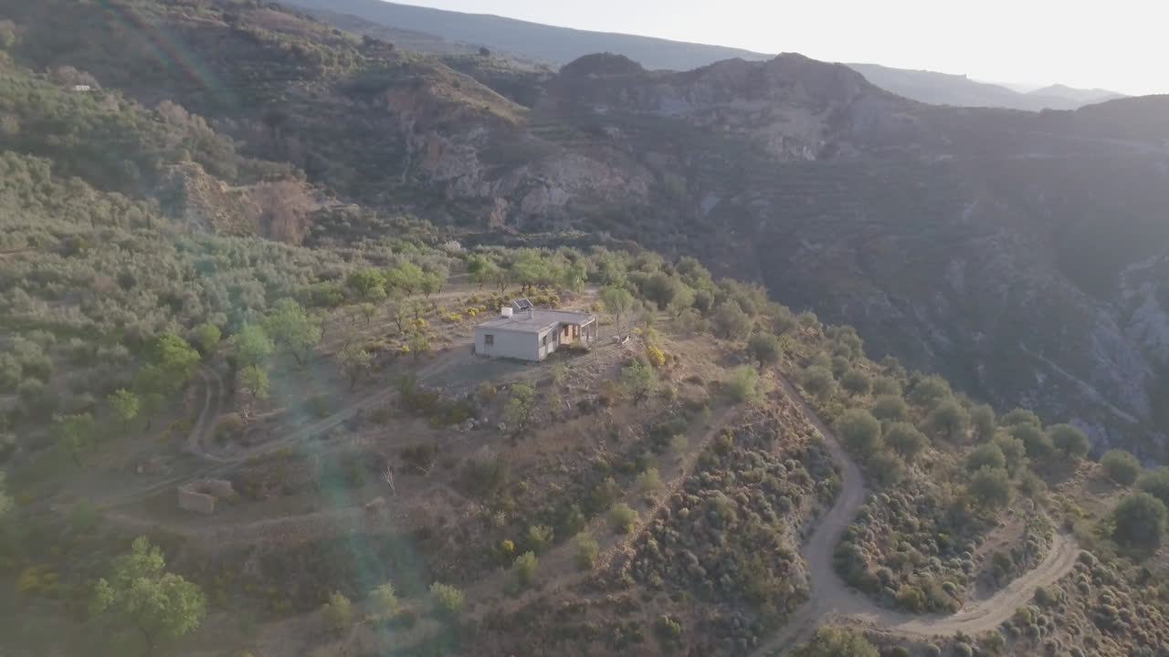 Sierra Nevada (Spain) mountain range - orchards with drone shot in 4k