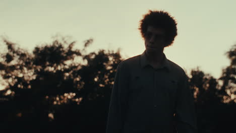 man in silhouette at sunset