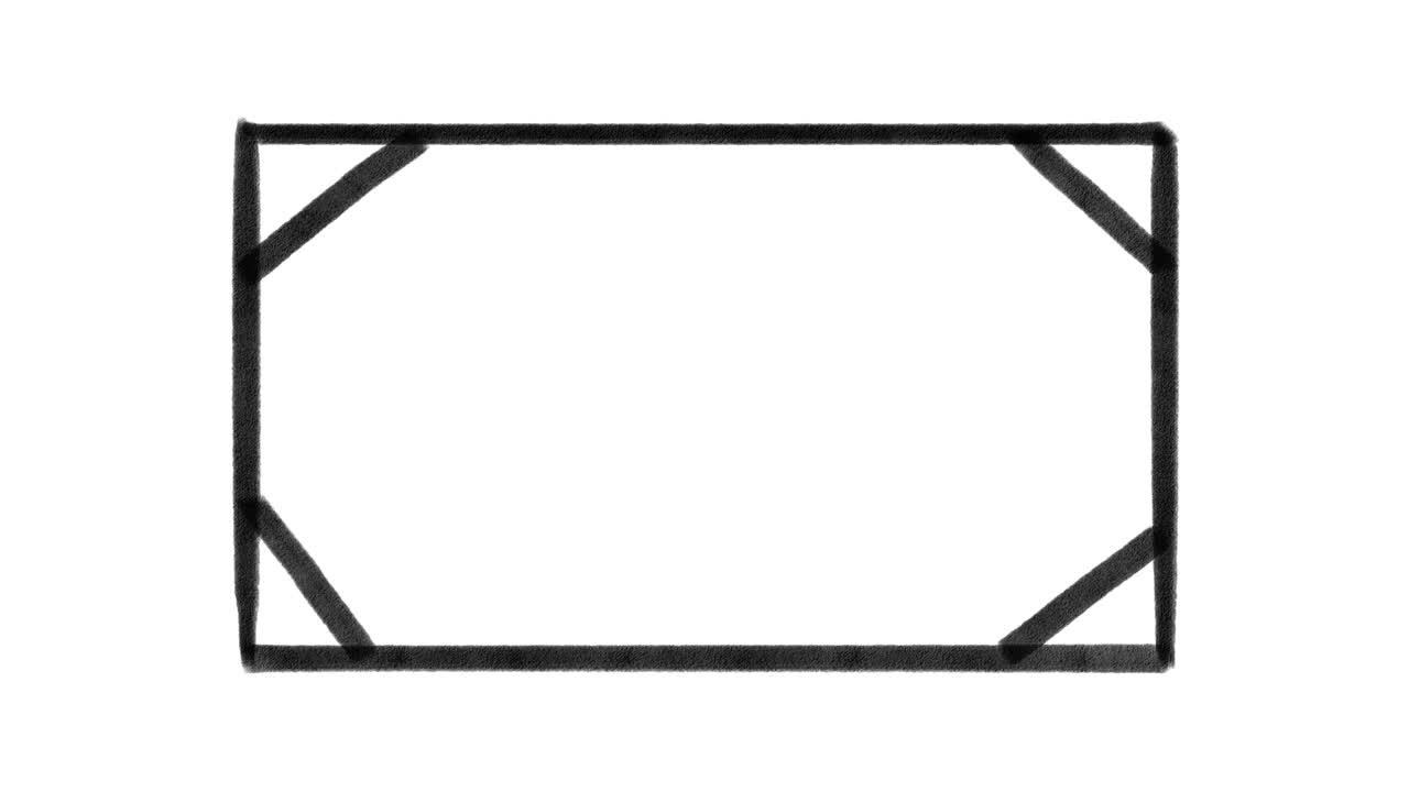 Black hand painted frame outline, stop motion animation isolated on a white background