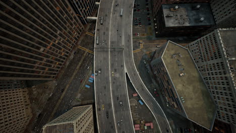 Aerial-view-of-New-York-downtown-building-roofs