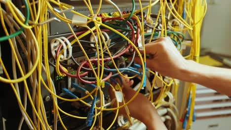 networking service. network engineer administrator checking server hardware equipment of data center