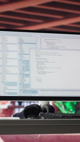 Vertical Video Organized desk ideal for writing binary code and analyzing data