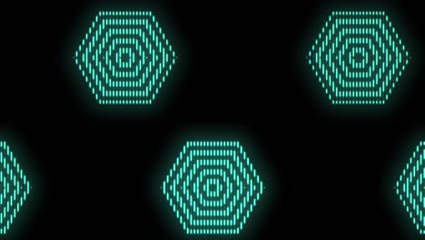 pulsing neon green hexagons pattern in rows 6