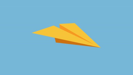 animation of paper plane icon moving on blue background