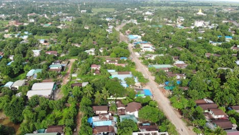 drone flying over the streets of bago in myanmar