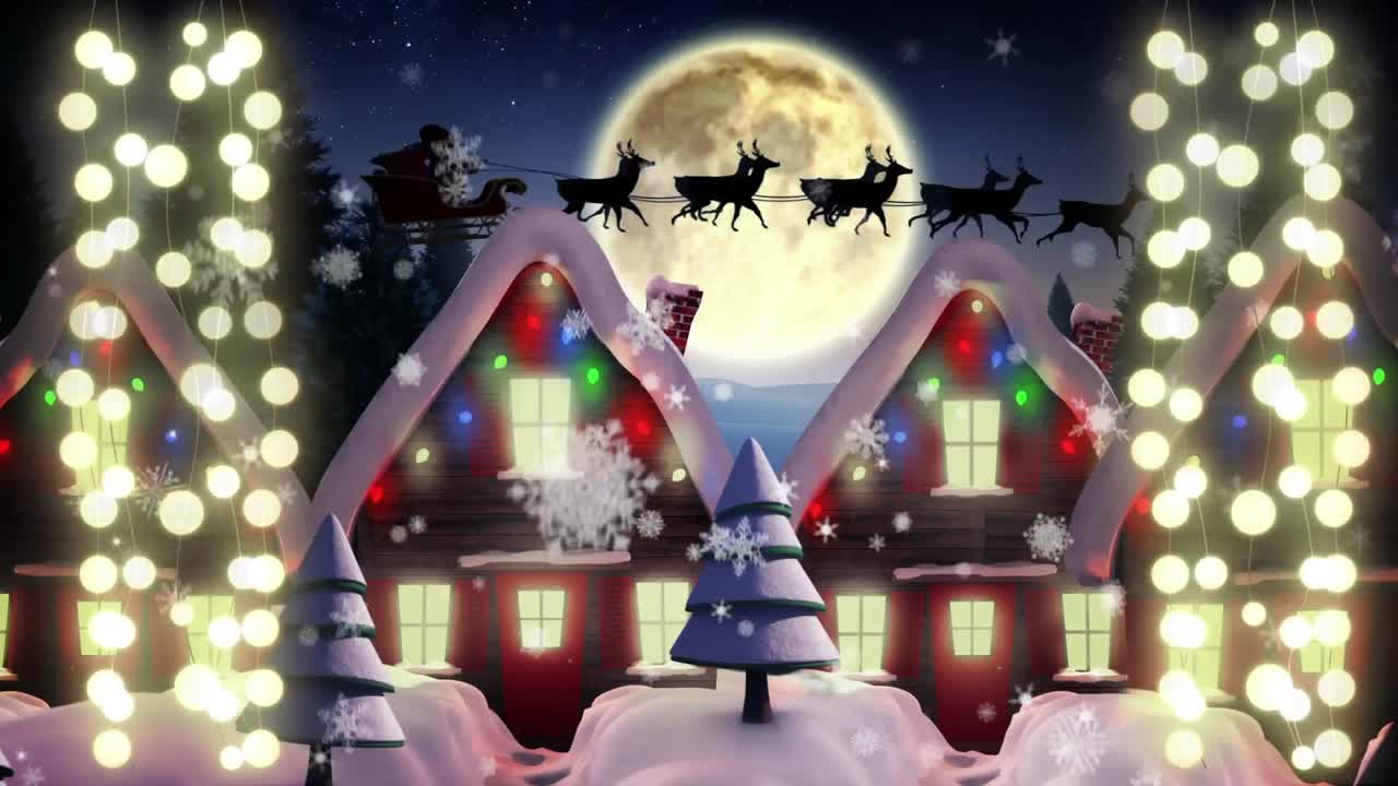 크리스마스 풍경과 함께 요정 빛의 반 ⁇ 이는 문자열