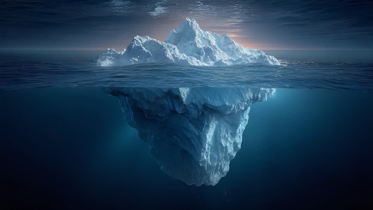 A Magnificent Iceberg Emerging from Beneath the Surface, Capturing the Exquisite Beauty of Nature's Frozen Wonders in an Oceanic Realm