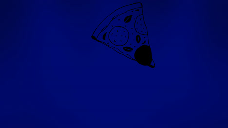 animation of pizza slices over dark blue background