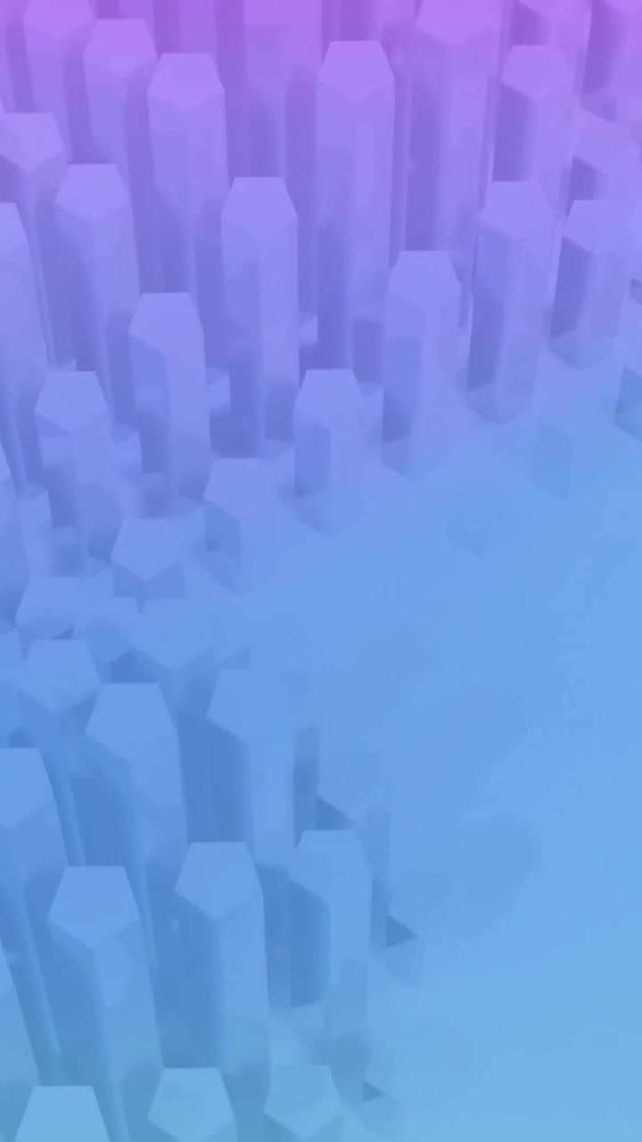 Animação de bloco pulsante em fundo roxo a azul