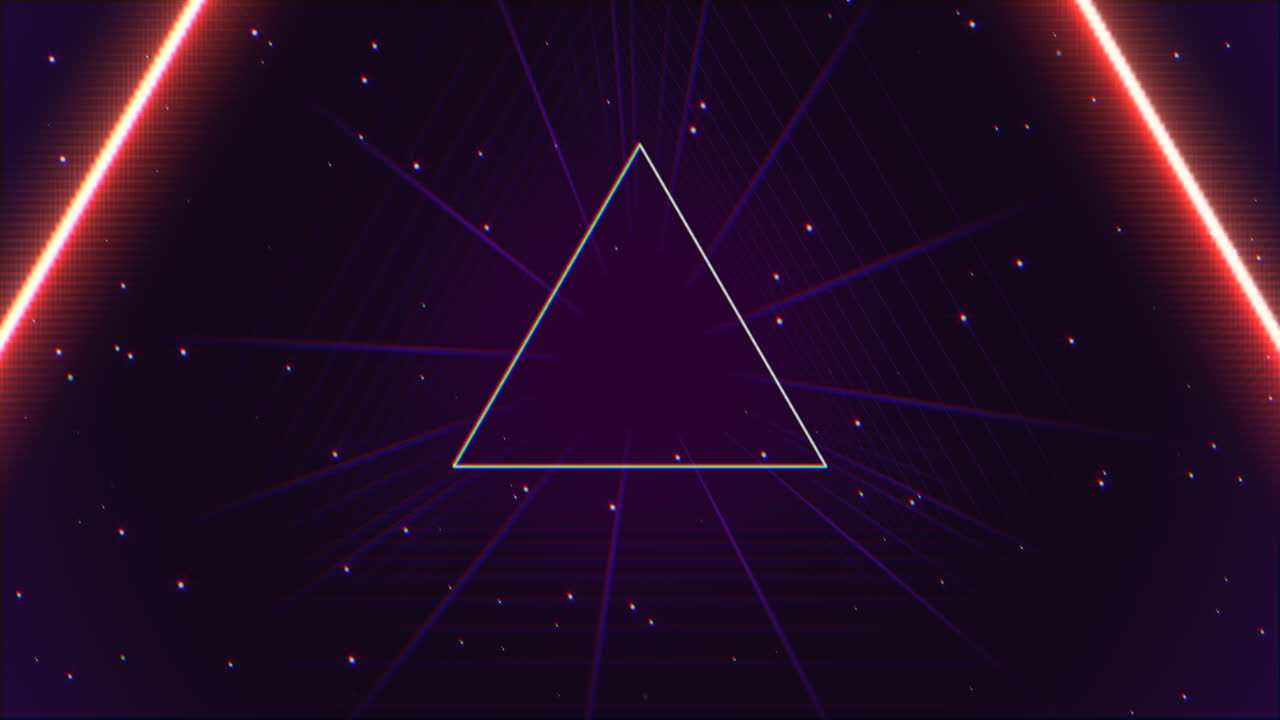 neón vibrante diseño futurista objeto triangular con líneas radiantes