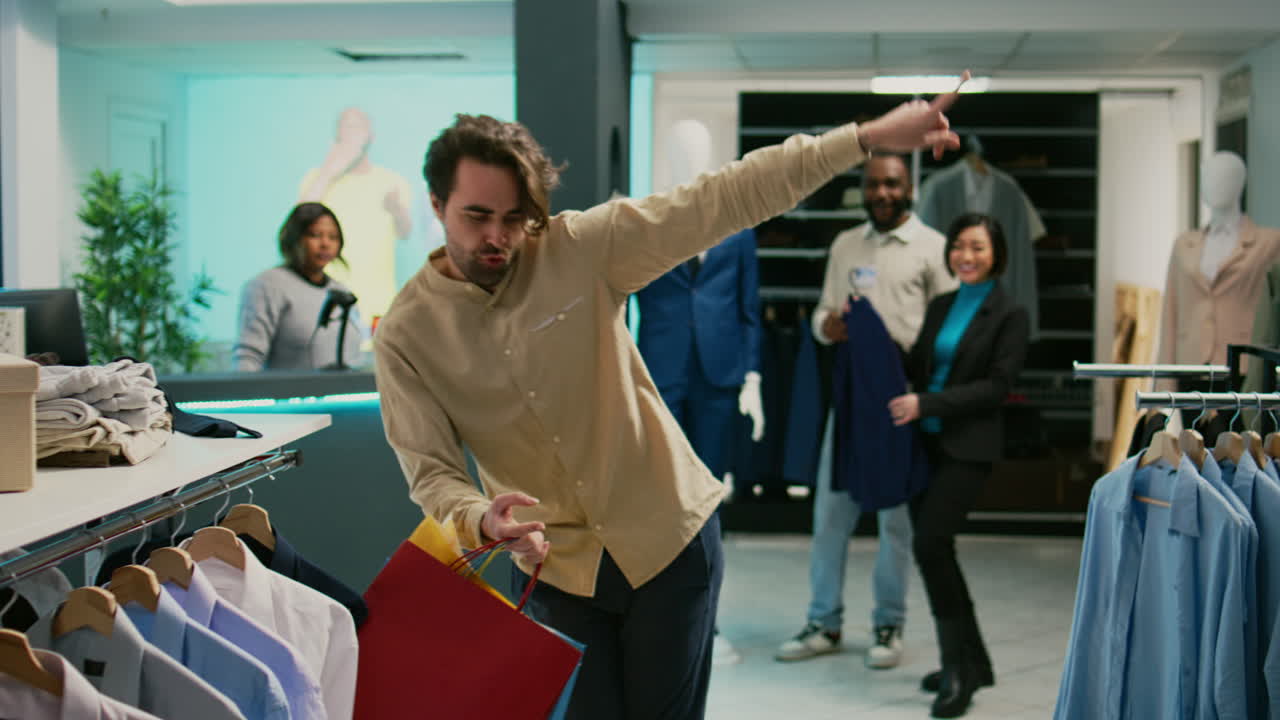 People shopping in clothing store