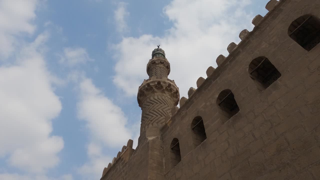 Exterior walls of Sultan al-Nasir Muhammad ibn Qalawun mosque, Cairo citadel in Egypt. Low angle