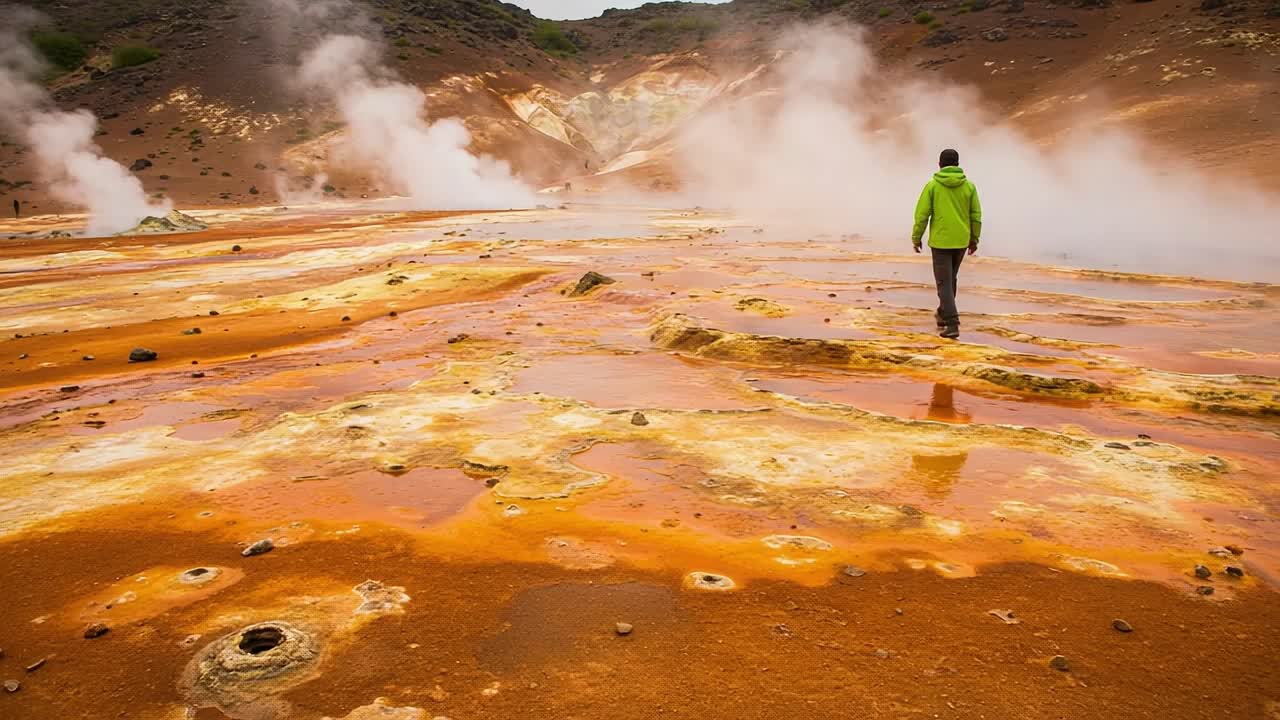 Exploring the Vibrant Sulfur Fields: A Traveler's Journey Through a Unique Geothermal Landscape with Breathtaking Colors and Erupting Steam